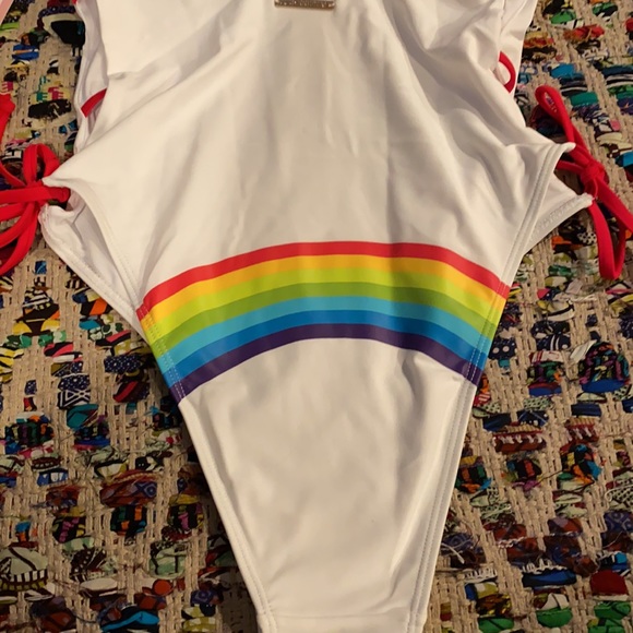 NWT White and Rainbow 🌈 one piece - Picture 3 of 4